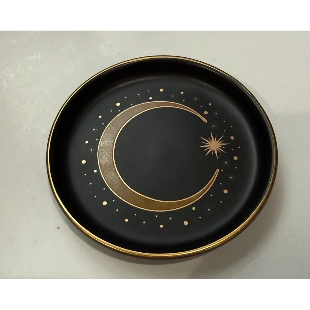 Scout‎ Curated Wears Celestial Trinket Dish Moon Stars Black Navy Gold 2pc New
